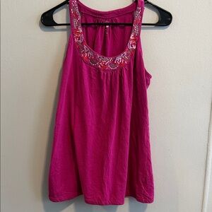 Old Navy Fuchsia Embroidered Tank Top